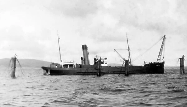 A salvage boat, Scapa Flow, Orkney, June 1919