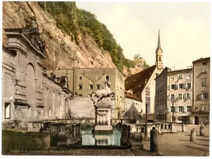 Framed Print : Salzburg, Horse Pool, Austro-Hungary Framed Print : Salzburg, Horse Pool, Austro-Hungary