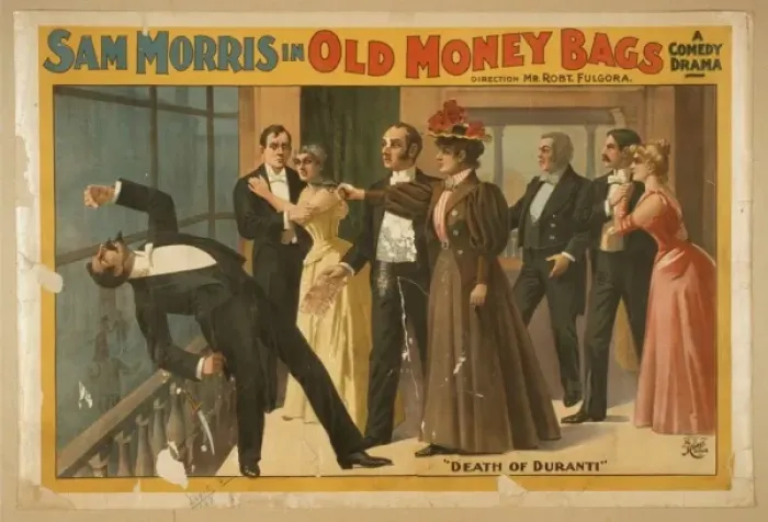 Framed Print : Sam Morris in Old money bags a comedy drama Framed Print : Sam Morris in Old money bags a comedy drama