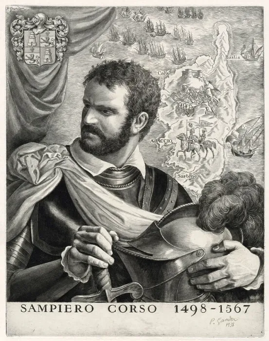 Framed Print : SAMPIERO CORSO Corsican soldier Date: 1498 - 1567 Framed Print : SAMPIERO CORSO Corsican soldier Date: 1498 - 1567