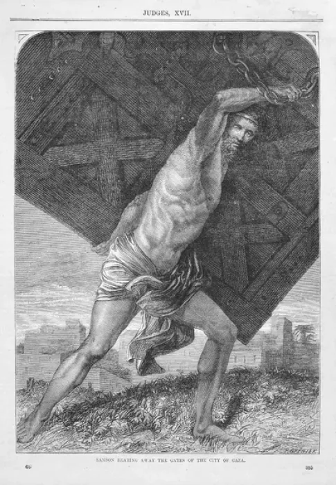 Framed Print : Samson carrying away the gates of Gaza Framed Print : Samson carrying away the gates of Gaza