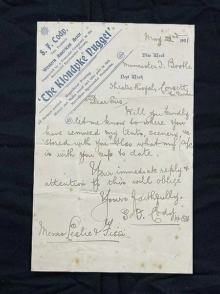Samuel Code letter on The Klondyke Nugget stationery