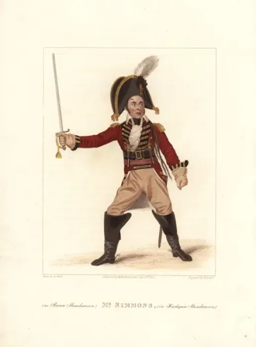 Framed Print : Samuel Simmons in Harlequin Munchausen, 1822 Framed Print : Samuel Simmons in Harlequin Munchausen, 1822