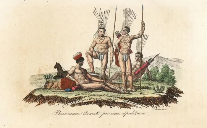 Framed Print : San men armed for a hunting expedition Framed Print : San men armed for a hunting expedition