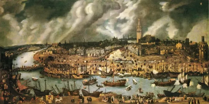 Framed Print : SANCHEZ COELLO, Alonso (1531-1588). The Port Framed Print : SANCHEZ COELLO, Alonso (1531-1588). The Port