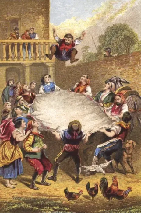 Framed Print : Sancho Panza is tossed in a blanket