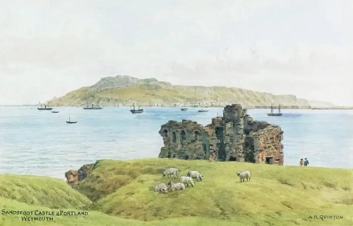 Framed Print : Sandsfoot Castle and Portland, Weymouth, Dorset