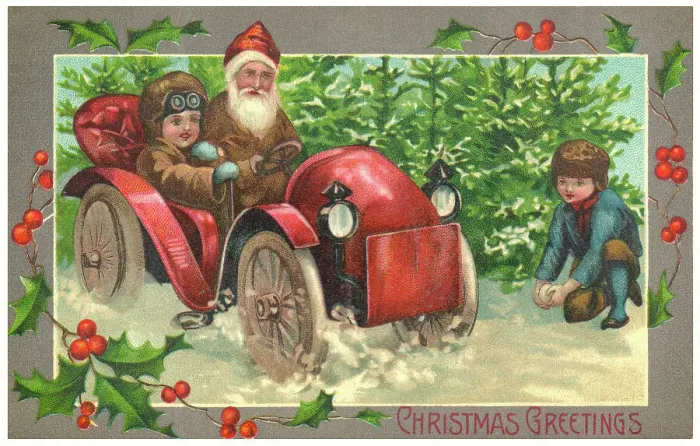 Framed Print : Santa in an Automobile Framed Print : Santa in an Automobile