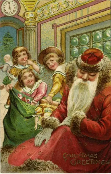 Framed Print : Santa with children & toys Framed Print : Santa with children & toys