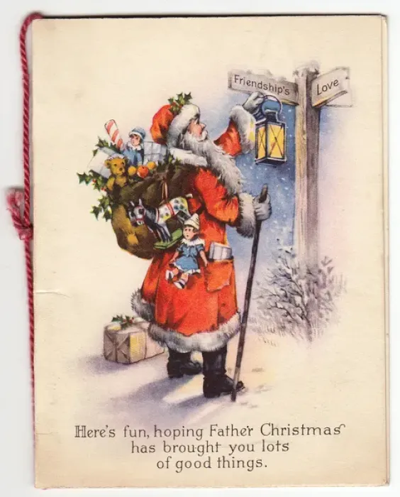 Framed Print : Santa Claus on a Christmas card