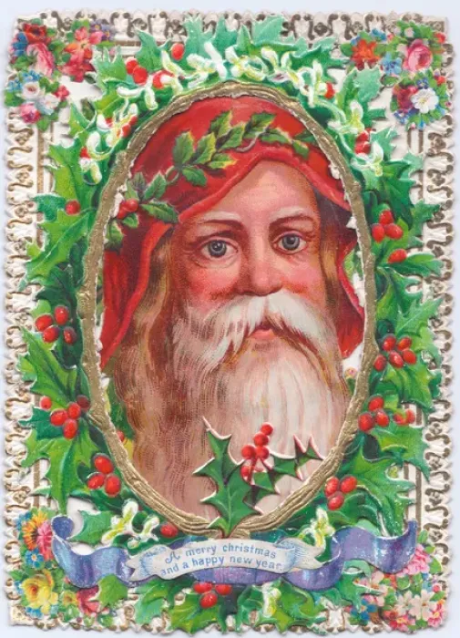 Framed Print : Santa Claus on a Christmas and New Year card Framed Print : Santa Claus on a Christmas and New Year card