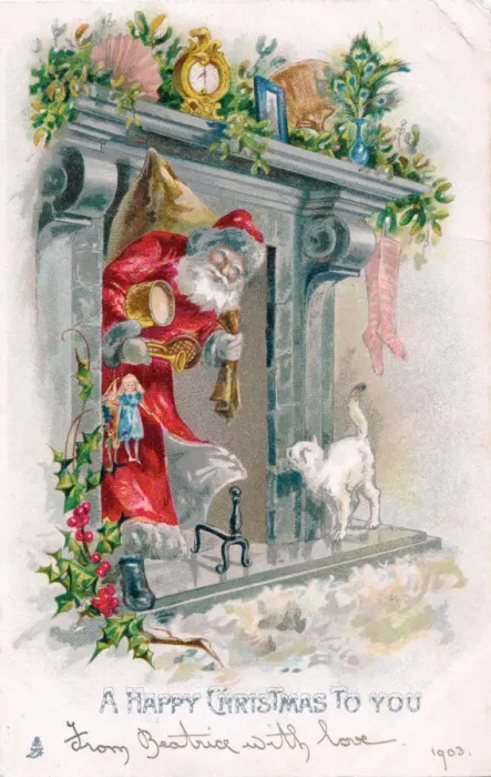 Framed Print : Santa Claus on a Christmas postcard