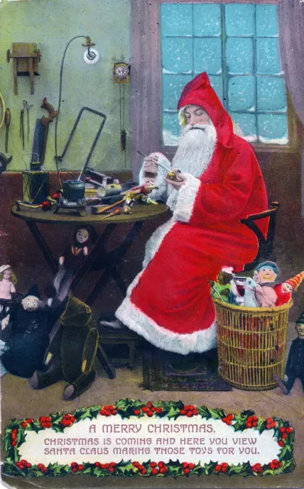 Framed Print : Santa Claus on a Christmas postcard Framed Print : Santa Claus on a Christmas postcard