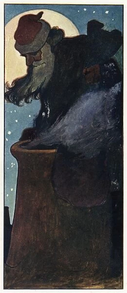 Santa Claus climbing into a chimney by Charles Robinson
