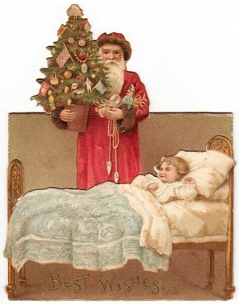 Santa Claus on a cutout Christmas card