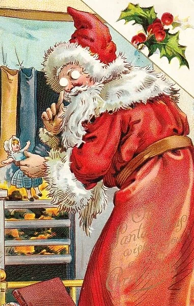 Santa Claus on a novelty Christmas postcard