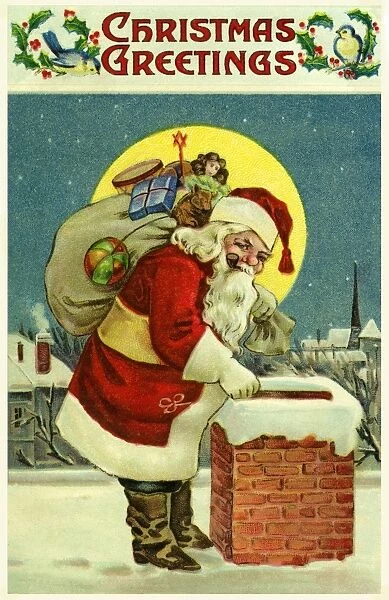 Santa Claus on a rooftop