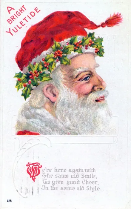 Framed Print : Santa Claus smiling on a Christmas postcard Framed Print : Santa Claus smiling on a Christmas postcard