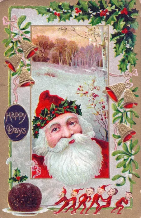Framed Print : Santa Claus smiling on a Christmas postcard Framed Print : Santa Claus smiling on a Christmas postcard