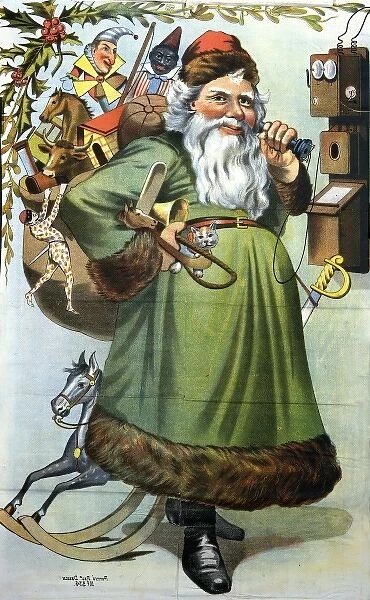 Santa Claus on the telephone
