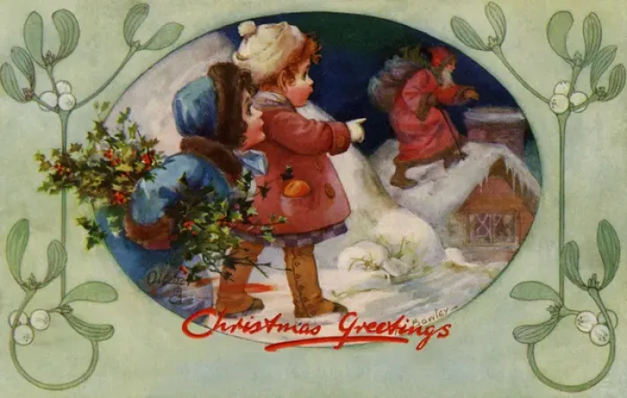 Framed Print : Santa delivering gifts Framed Print : Santa delivering gifts