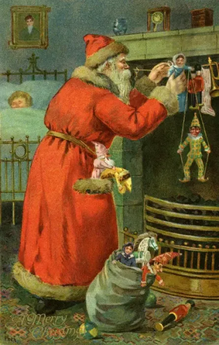Framed Print : Santa delivering presents Framed Print : Santa delivering presents