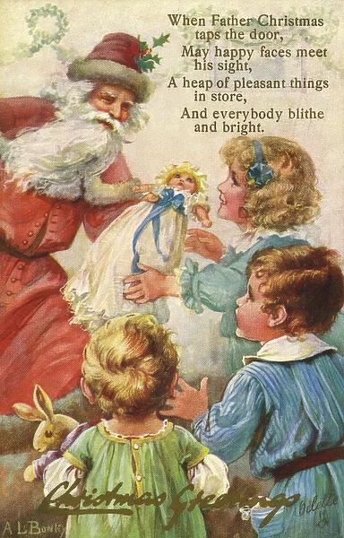 Santa handing out gifts