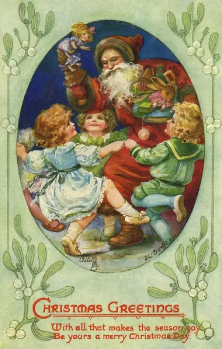 Framed Print : Santa handing out gifts Framed Print : Santa handing out gifts