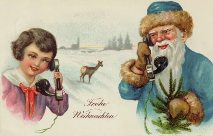 Framed Print : Santa Phones Framed Print : Santa Phones