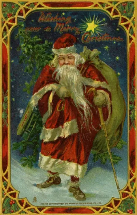 Framed Print : Santa with a sack of toys