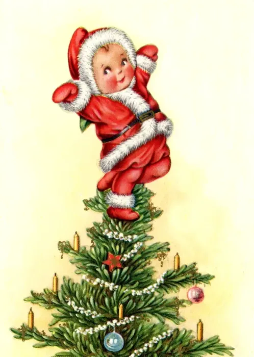 Framed Print : Santa-suited baby on top of the Christmas tree