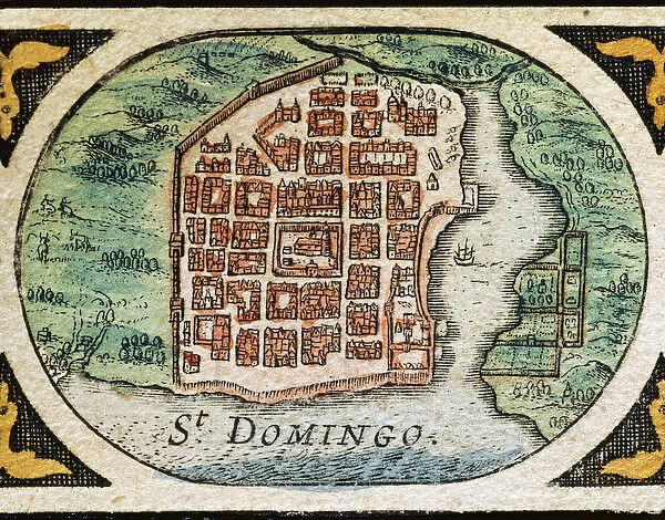 Santo Domingo (Dominican Republic). Hispaniola. Map in 1646