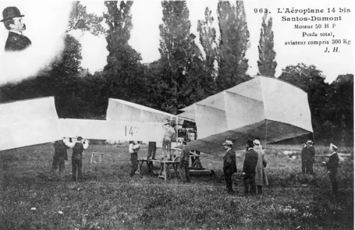 Framed Print : Santos-Dumont 14bis first flight in Europe 1906