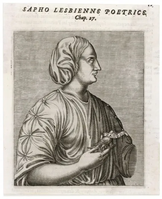 Framed Print : Sappho / Thevet 1584 Framed Print : Sappho / Thevet 1584