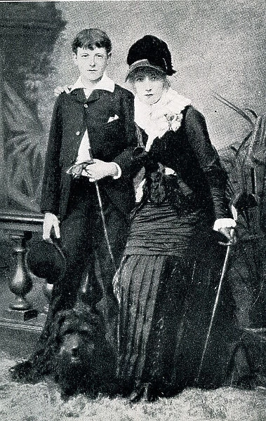 Sarah Bernhardt, French actress, and her son Maurice