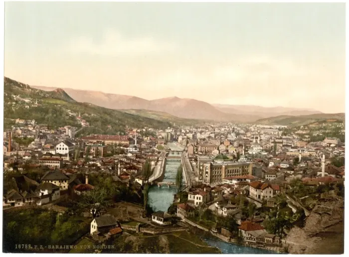 Framed Print : Sarajcvo (i. e. Sarajevo), from the north, Bosnia, Austro-Hu Framed Print : Sarajcvo (i. e. Sarajevo), from the north, Bosnia, Austro-Hu