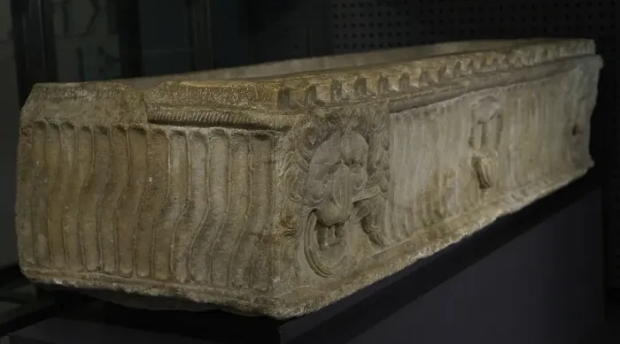 Framed Print : Sarcophagus of the Lions. Decorated with lion Framed Print : Sarcophagus of the Lions. Decorated with lion