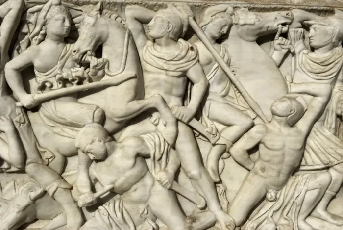 Framed Print : Sarcophagus. Marble. Tel Mevorah. Battle between Amazons Framed Print : Sarcophagus. Marble. Tel Mevorah. Battle between Amazons