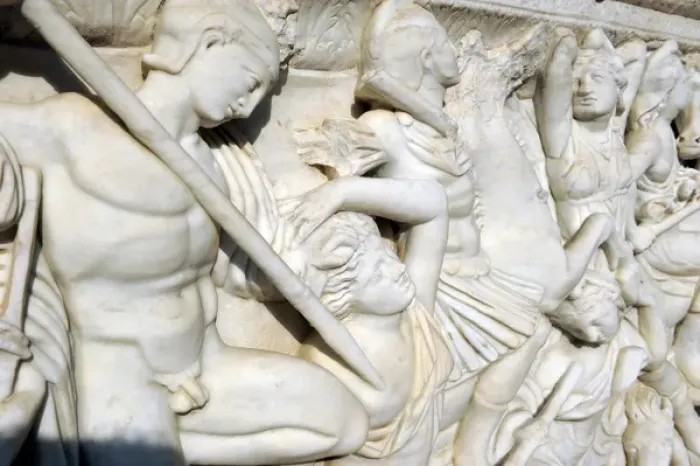 Framed Print : Sarcophagus. Marble. Tel Mevorah. Battle between Amazons Framed Print : Sarcophagus. Marble. Tel Mevorah. Battle between Amazons