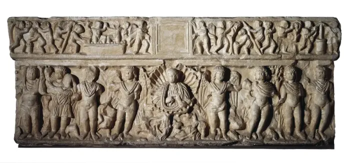 Framed Print : Sarcophagus of the Seasons. 3rd c. Detail depicting Framed Print : Sarcophagus of the Seasons. 3rd c. Detail depicting