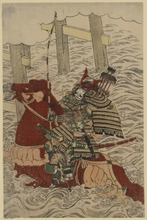 Framed Print : Sasaki no Takatsuna at the Battle of Uji River Framed Print : Sasaki no Takatsuna at the Battle of Uji River