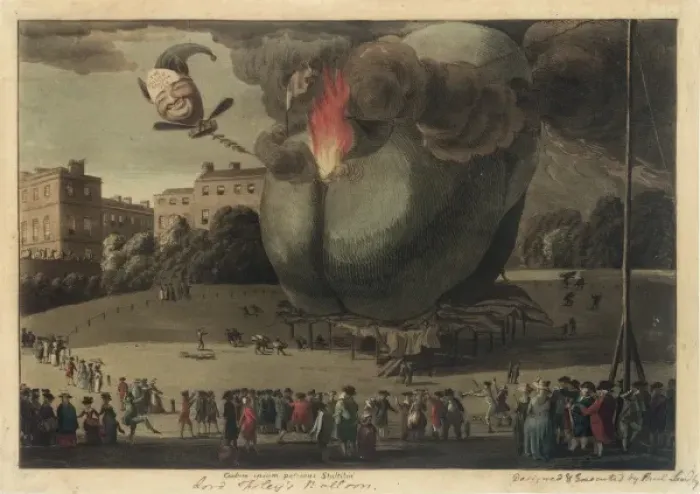 Framed Print : Satirical ballooning cartoon Framed Print : Satirical ballooning cartoon