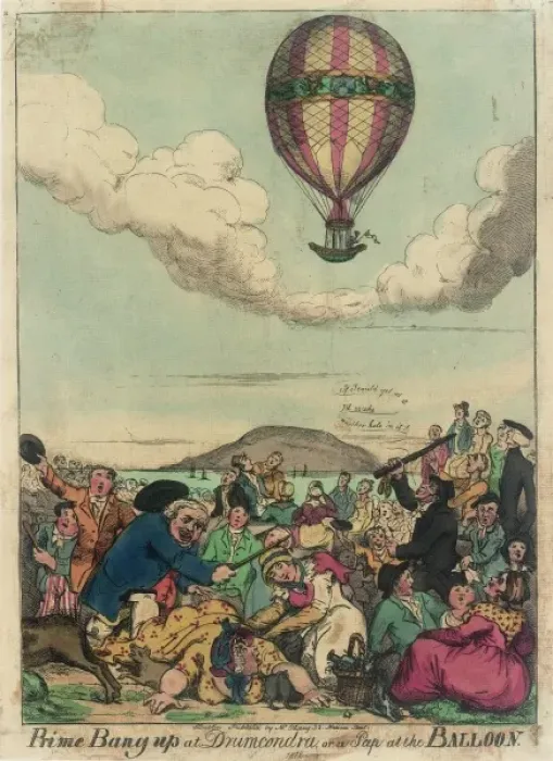 Framed Print : Satirical cartoon on ballooning Framed Print : Satirical cartoon on ballooning