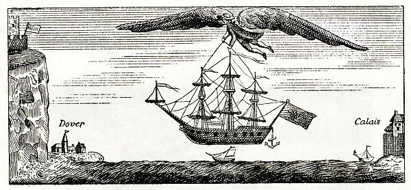 Satirical cartoon, Blanchard flying across the Channel (Photos Prints,  Framed,...) #23101186