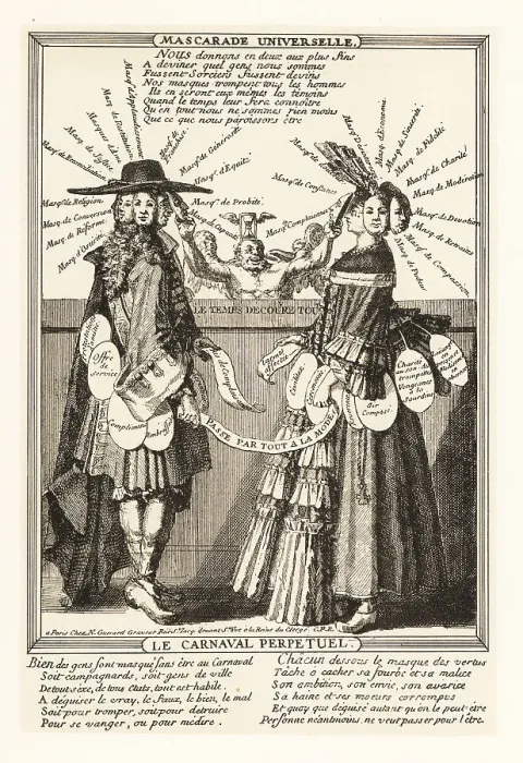 Framed Print : Satirical engraving of the Eternal Masquerade, 18th century Framed Print : Satirical engraving of the Eternal Masquerade, 18th century