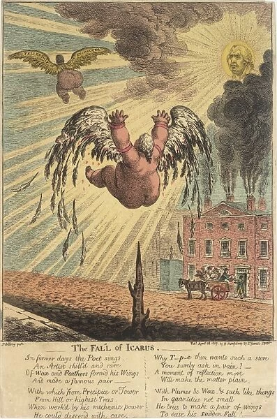 Satirical political cartoon, The Fall of Icarus