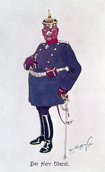 Satirical portrait of a German colonel, WW1
