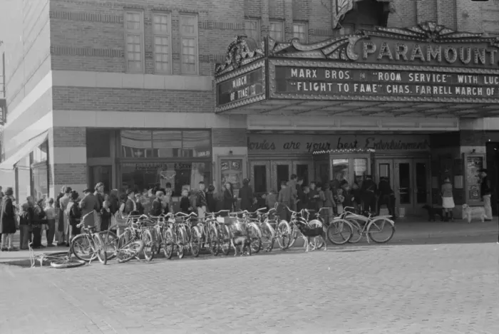 Framed Print : Saturday morning movie crowd, North Platte, Nebraska Framed Print : Saturday morning movie crowd, North Platte, Nebraska