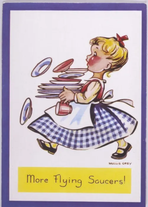 Framed Print : Saucer Postcard 1950S Framed Print : Saucer Postcard 1950S