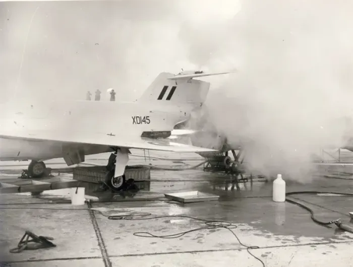 Framed Print : Saunders-Roe SR53, XD145, during a ground test Framed Print : Saunders-Roe SR53, XD145, during a ground test